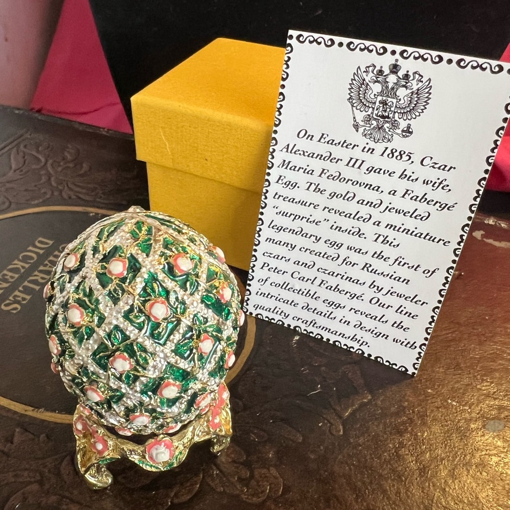Fabergé Style Decorative Egg with Stand Trinket box